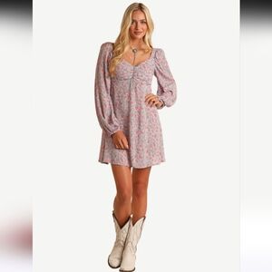 Rock & Roll Cowgirl Long Sleeve Floral Dress